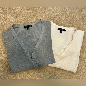Banana Republic Wrap Front Sweater White & Grey (2) size small